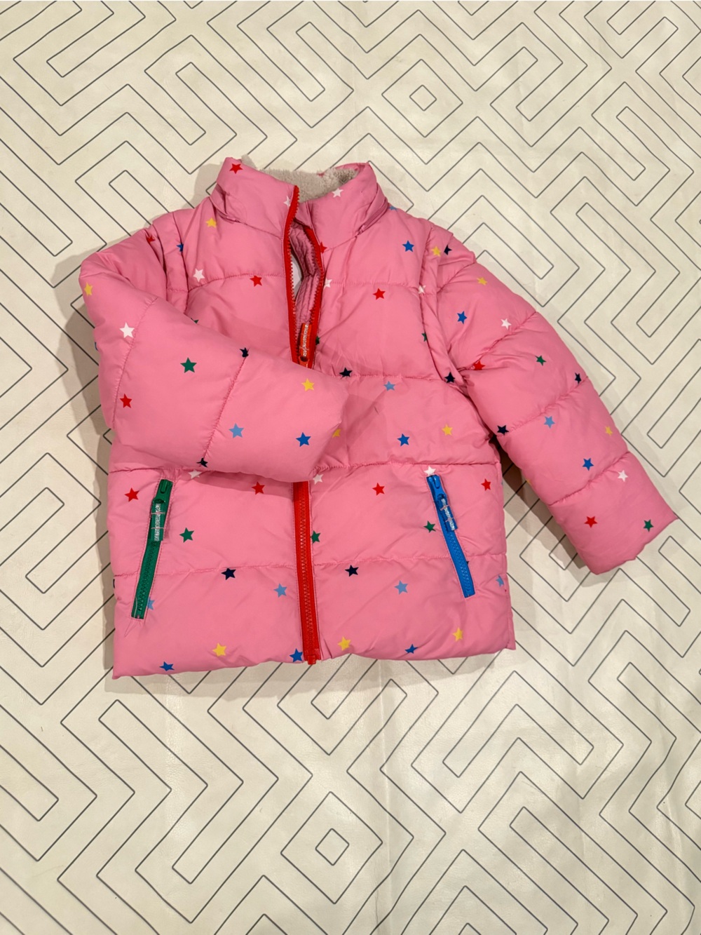 Boden Pink Star Puffer Jacket
